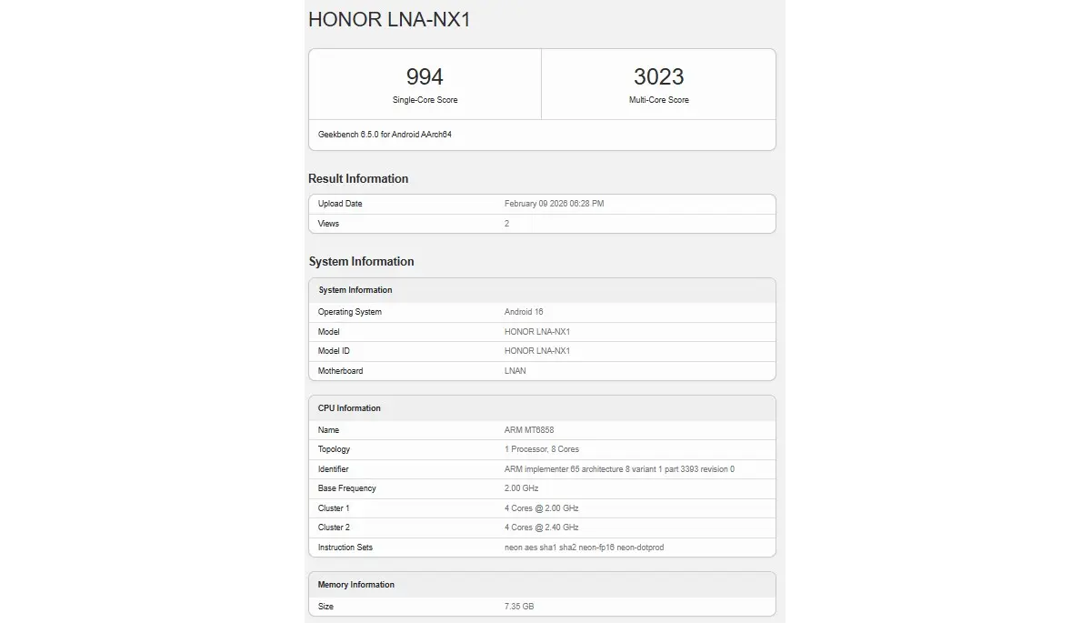 Honor 600 Lite auf Geekbench mit Dimensity 7100 Chipset gesichtet