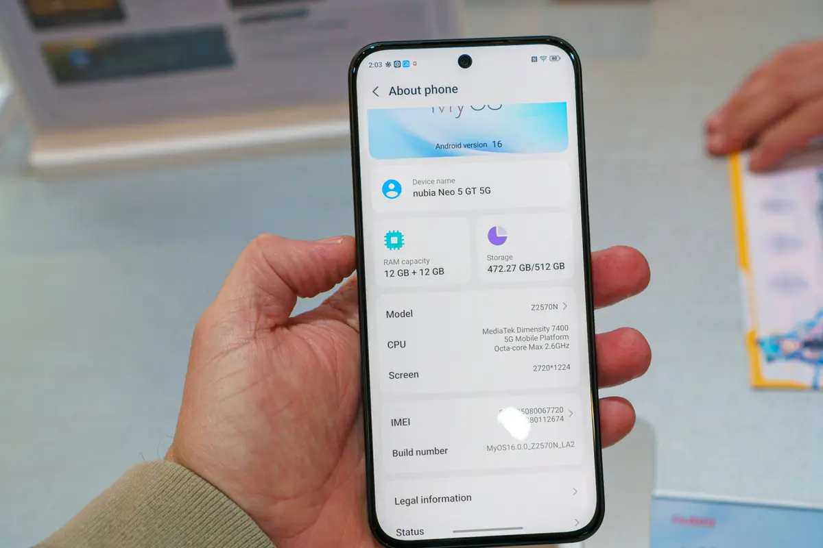 Das nubia Neo 5 GT wird vom Dimensity 7400 angetrieben