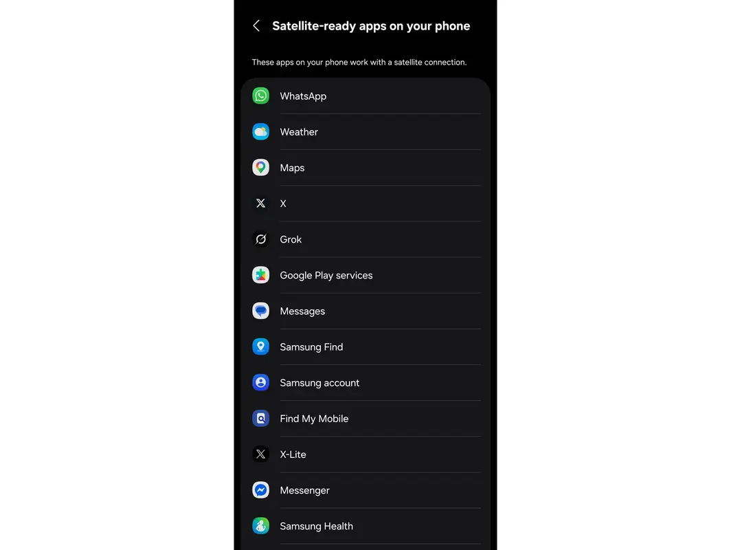 Samsung fügt Liste satellitenfähiger Apps in den Telefoneinstellungen hinzu